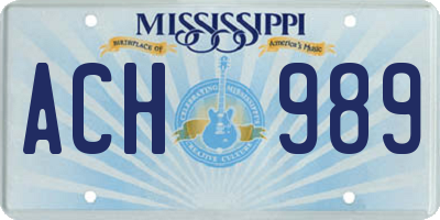 MS license plate ACH989