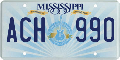 MS license plate ACH990
