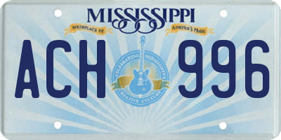 MS license plate ACH996