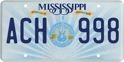 MS license plate ACH998
