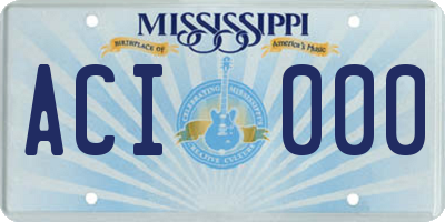 MS license plate ACI000