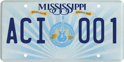 MS license plate ACI001