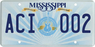 MS license plate ACI002