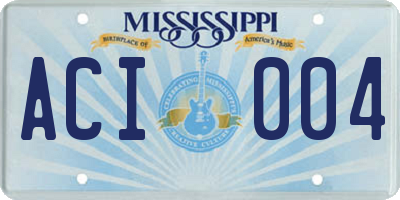 MS license plate ACI004