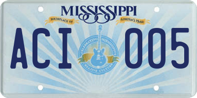 MS license plate ACI005