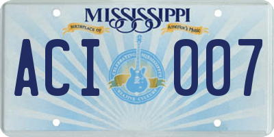 MS license plate ACI007