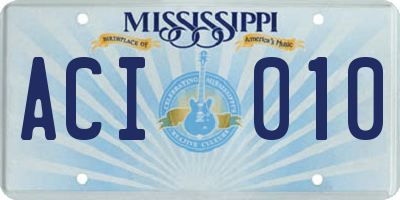 MS license plate ACI010