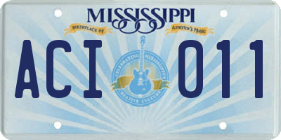 MS license plate ACI011