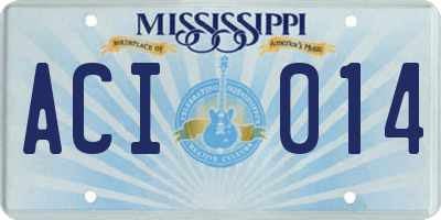 MS license plate ACI014