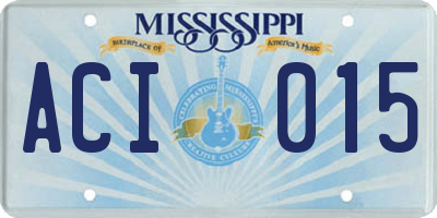 MS license plate ACI015
