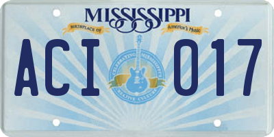 MS license plate ACI017