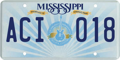 MS license plate ACI018
