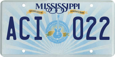 MS license plate ACI022