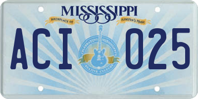 MS license plate ACI025