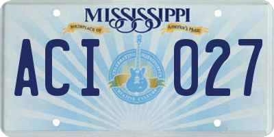 MS license plate ACI027
