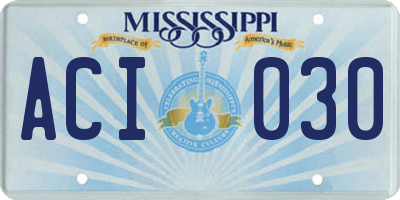 MS license plate ACI030