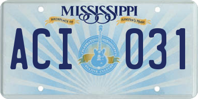 MS license plate ACI031