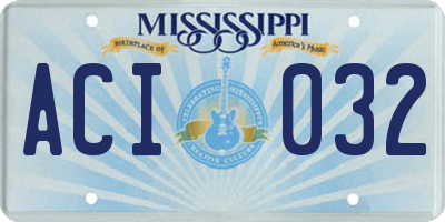 MS license plate ACI032