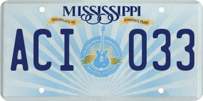MS license plate ACI033