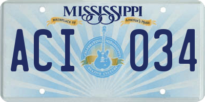 MS license plate ACI034