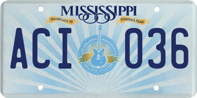 MS license plate ACI036