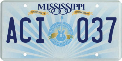 MS license plate ACI037