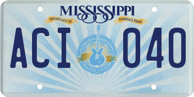 MS license plate ACI040