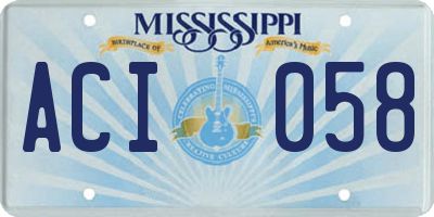 MS license plate ACI058