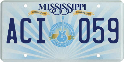 MS license plate ACI059