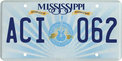 MS license plate ACI062