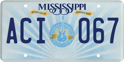 MS license plate ACI067