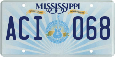 MS license plate ACI068