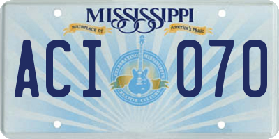 MS license plate ACI070