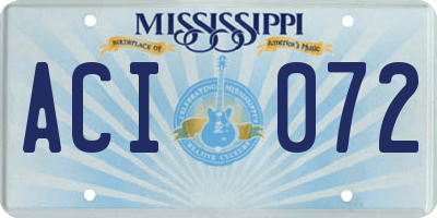 MS license plate ACI072