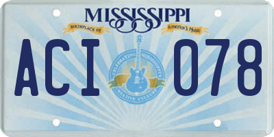 MS license plate ACI078
