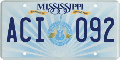 MS license plate ACI092