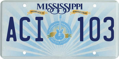MS license plate ACI103
