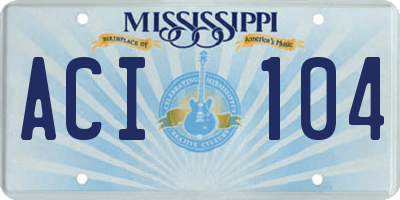 MS license plate ACI104
