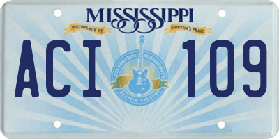 MS license plate ACI109