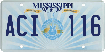 MS license plate ACI116