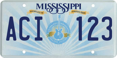 MS license plate ACI123