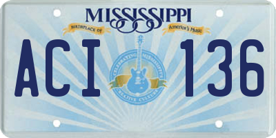 MS license plate ACI136