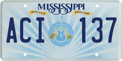 MS license plate ACI137