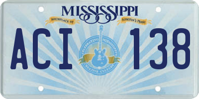 MS license plate ACI138