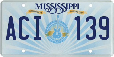 MS license plate ACI139