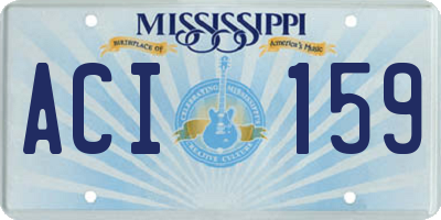 MS license plate ACI159