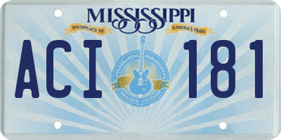 MS license plate ACI181