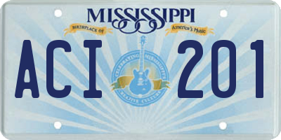 MS license plate ACI201