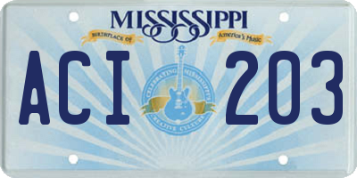 MS license plate ACI203