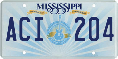 MS license plate ACI204